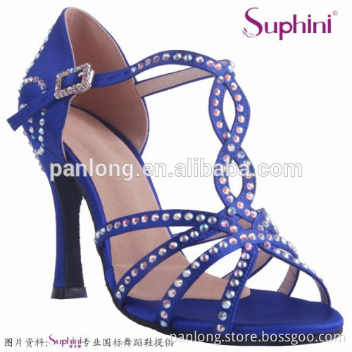 good quality crystal stone T-strap ladies latin salsa dance shoes